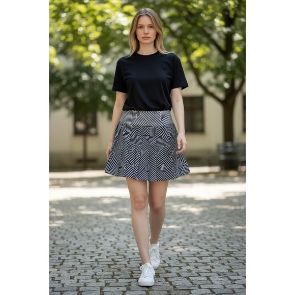 Tommy Bahama Pants - Tommy Bahama Everyday Active Skort Navy White Geometric Stripe Pleated XS NEW